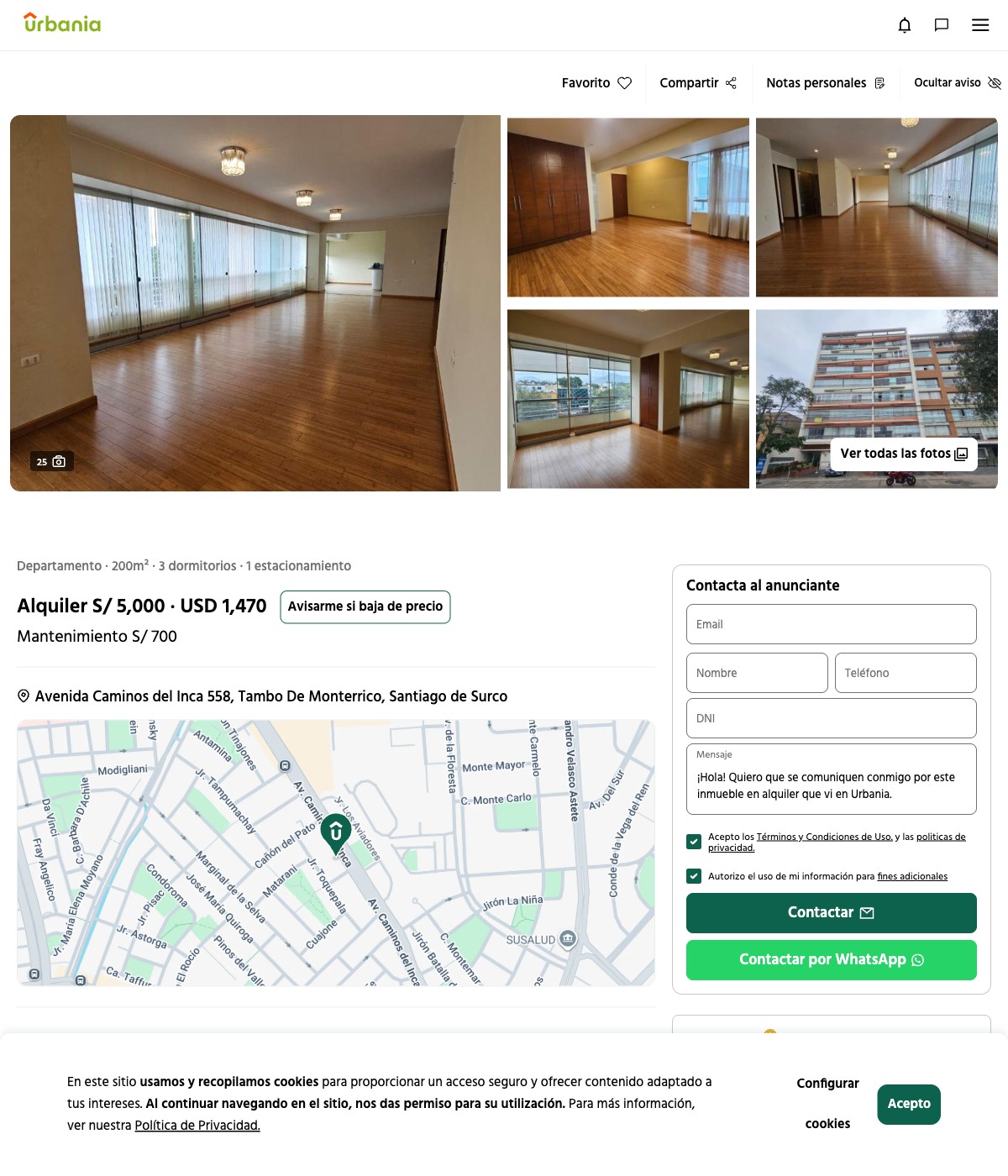 Tambo de Monterrico 200 m² alquiler