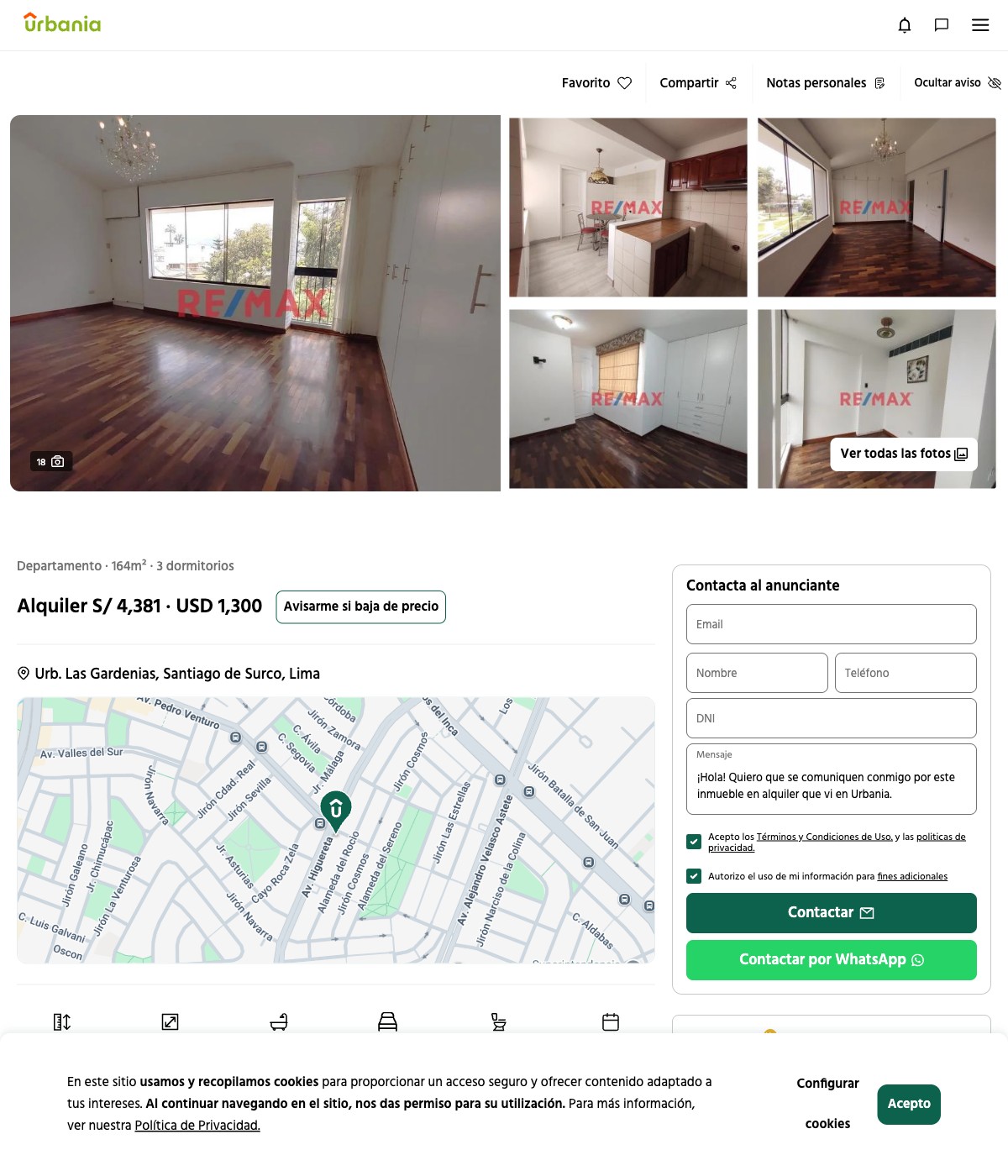 Las Gardenias 164 m² alquiler